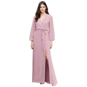 David’s Bridal Long Sleeve Chiffon Faux-Wrap Dress